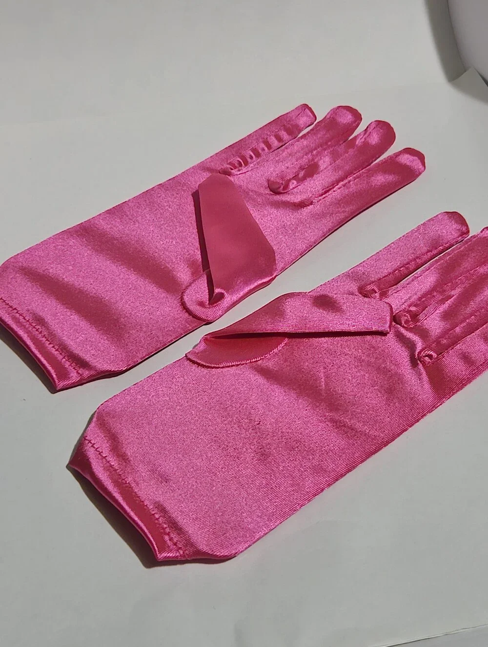 Pink Satin Evening Gloves with Pearl Accent NEW